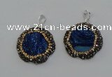 NGP6595 28mm - 30mm flower plated druzy agate gemstone pendants