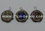 NGP6598 28mm - 30mm flower plated druzy agate gemstone pendants