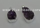 NGP6604 20*25mm - 20*30mm freeform druzy amethyst pendants