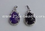 NGP6609 22*30mm faceted teardrop amethyst gemstone pendants