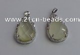 NGP6611 22*30mm faceted teardrop lemon quartz gemstone pendants