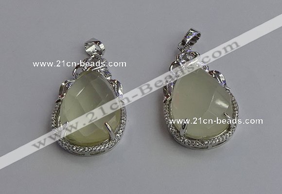 NGP6611 22*30mm faceted teardrop lemon quartz gemstone pendants