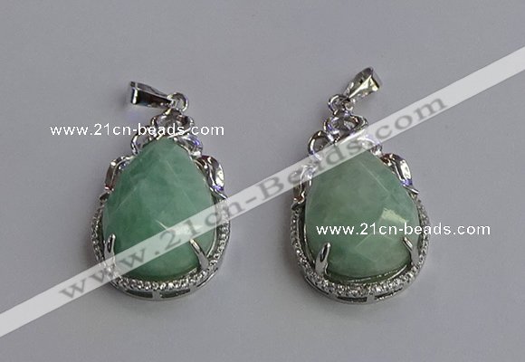 NGP6615 22*30mm faceted teardrop amazonite gemstone pendants