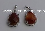 NGP6619 22*30mm faceted teardrop red rabbit hair gemstone pendants