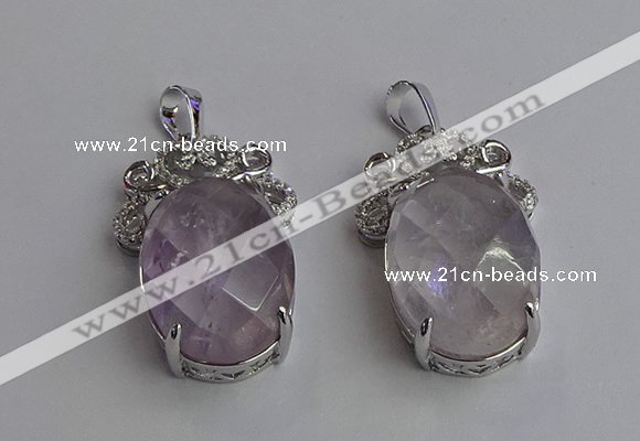 NGP6628 18*25mm faceted oval white crystal gemstone pendants