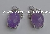 NGP6630 18*25mm faceted oval light amethyst gemstone pendants