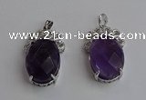 NGP6631 18*25mm faceted oval amethyst gemstone pendants