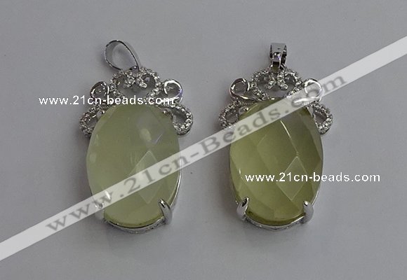 NGP6633 18*25mm faceted oval lemon quartz gemstone pendants