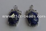 NGP6643 18*25mm faceted oval lapis lazuli gemstone pendants