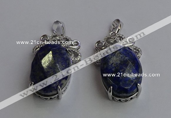 NGP6643 18*25mm faceted oval lapis lazuli gemstone pendants