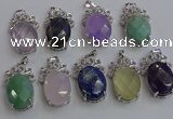 NGP6645 18*25mm faceted oval mixed gemstone pendants wholesale