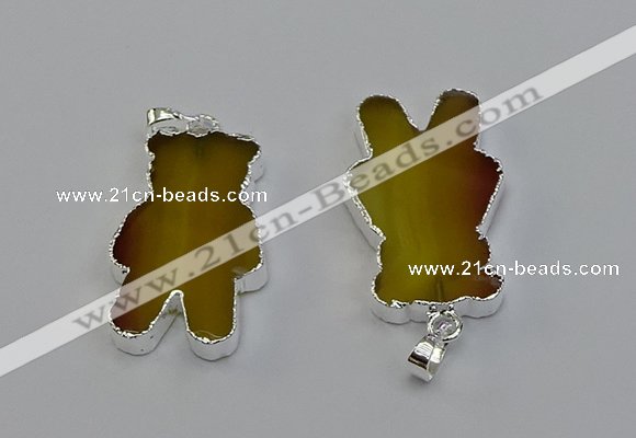 NGP6652 22*38mm Animal or V-shaped agate gemstone pendants