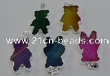 NGP6658 22*38mm Animal or V-shaped agate gemstone pendants