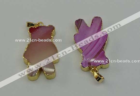 NGP6662 22*38mm Animal or V-shaped agate gemstone pendants