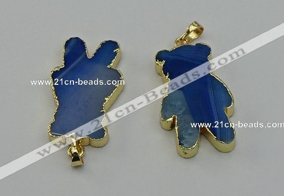 NGP6663 22*38mm Animal or V-shaped agate gemstone pendants