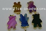 NGP6666 22*38mm Animal or V-shaped agate gemstone pendants