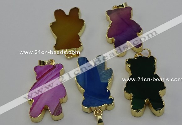 NGP6666 22*38mm Animal or V-shaped agate gemstone pendants