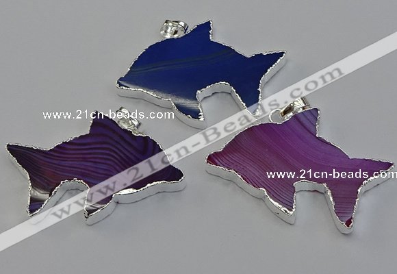 NGP6675 28*42mm - 30*45mm dolphin agate gemstone pendants