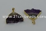 NGP6678 22*30mm - 25*35mm freeform druzy amethyst pendants