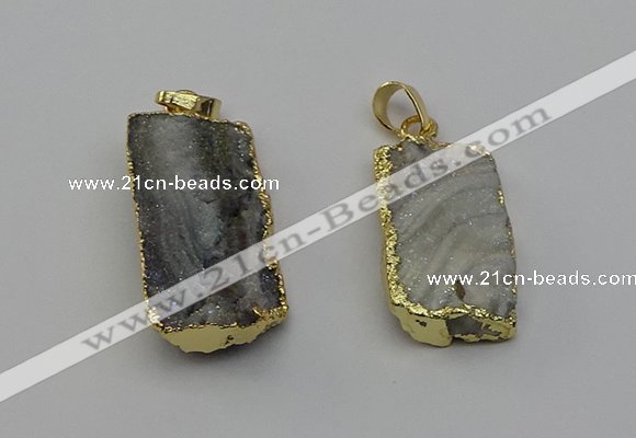 NGP6683 16*28mm - 18*35mm freeform druzy agate pendants