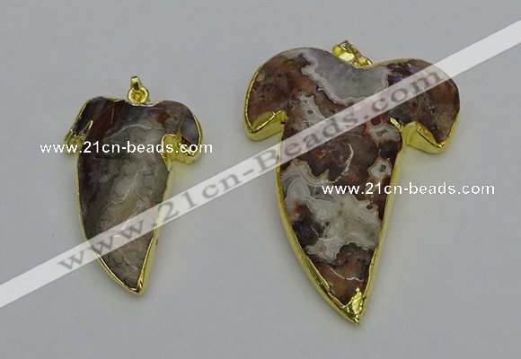 NGP6691 25*30mm - 30*40mm tooth agate gemstone pendants wholesale