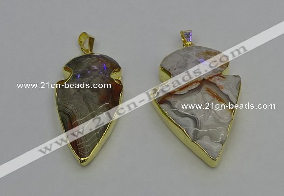 NGP6693 20*35mm - 30*45mm arrowhead agate gemstone pendants