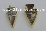 NGP6695 20*40mm - 25*45mm arrowhead agate gemstone pendants