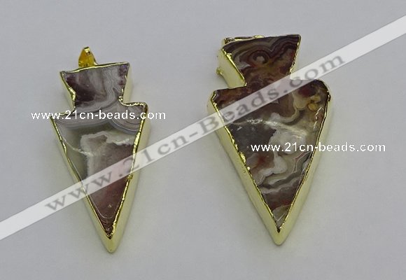 NGP6695 20*40mm - 25*45mm arrowhead agate gemstone pendants