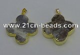 NGP6697 35*35mm - 40*40mm flower agate gemstone pendants