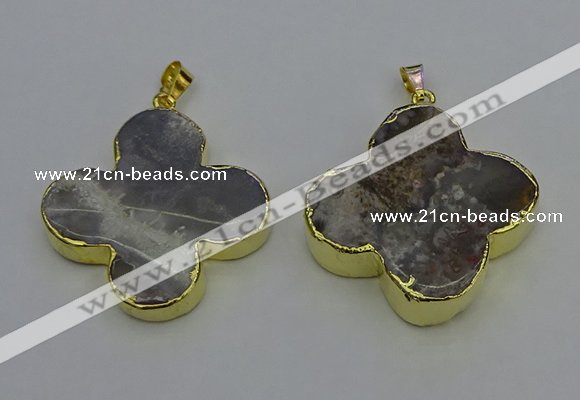 NGP6697 35*35mm - 40*40mm flower agate gemstone pendants