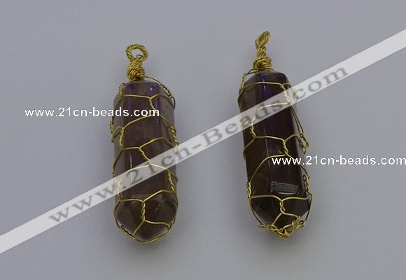 NGP6737 13*40mm sticks smoky quartz gemstone pendants wholesale