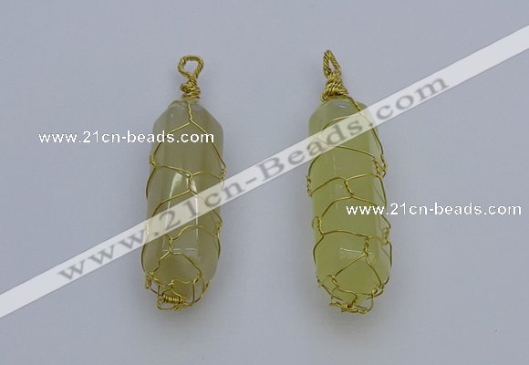 NGP6739 13*40mm sticks lemon quartz gemstone pendants wholesale