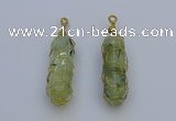NGP6741 13*40mm sticks green rutilated quartz gemstone pendants