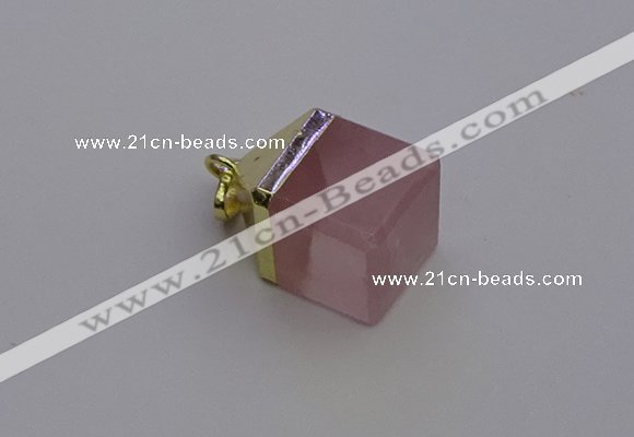 NGP6761 15*22mm cube rose quartz gemstone pendants wholesale