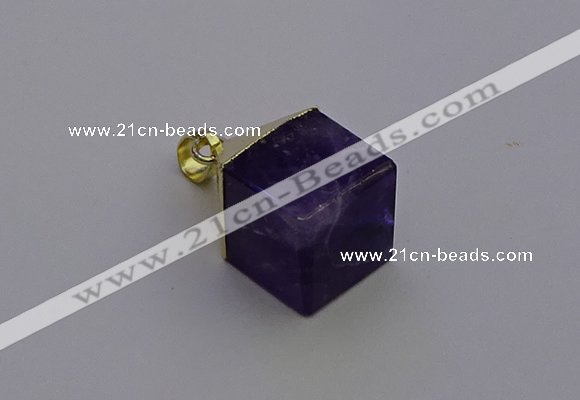NGP6766 15*22mm cube amethyst gemstone pendants wholesale