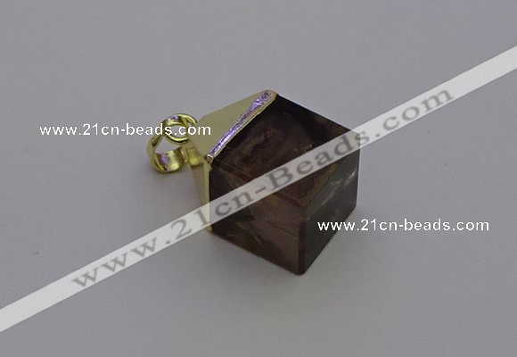 NGP6768 15*22mm cube smoky quartz pendants wholesale