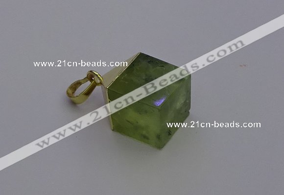 NGP6770 15*22mm cube green qutilated quartz pendants wholesale