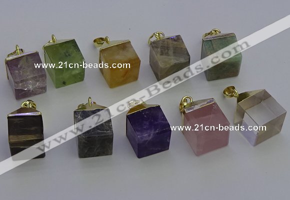 NGP6779 15*22mm cube mixed gemstone pendants wholesale