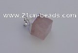 NGP6781 15*22mm cube rose quartz gemstone pendants wholesale