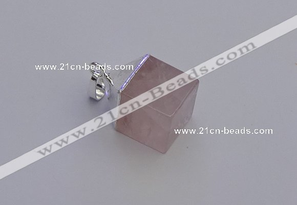 NGP6781 15*22mm cube rose quartz gemstone pendants wholesale