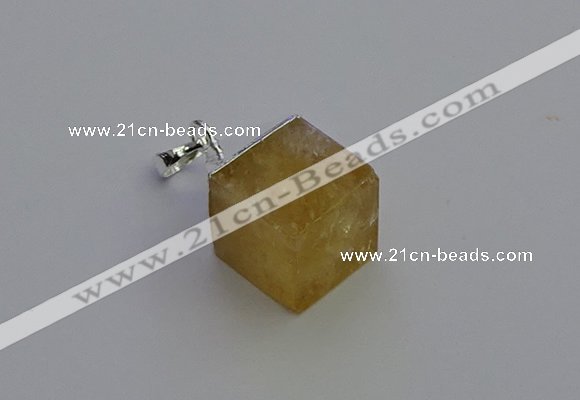 NGP6783 15*22mm cube citrine gemstone pendants wholesale