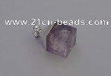 NGP6785 15*22mm cube light amethyst gemstone pendants wholesale