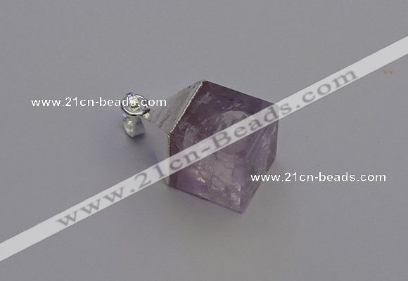 NGP6785 15*22mm cube light amethyst gemstone pendants wholesale