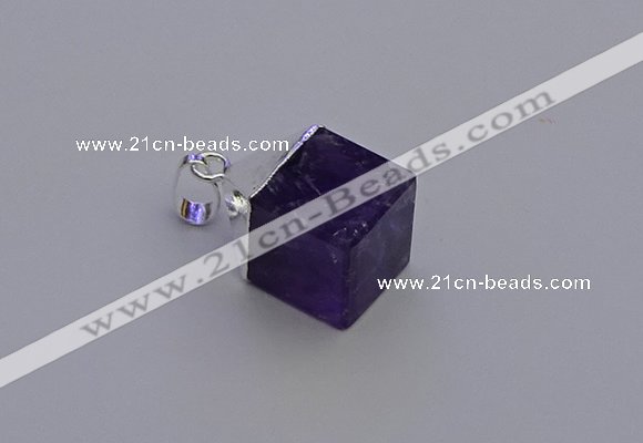 NGP6786 15*22mm cube amethyst gemstone pendants wholesale