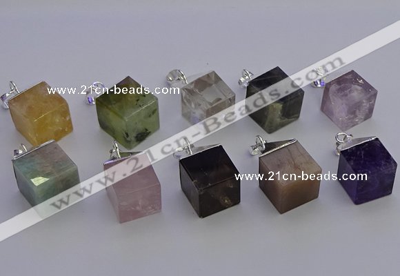 NGP6799 15*22mm cube mixed gemstone pendants wholesale