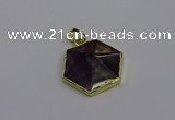 NGP6806 24*25mm hexagon amethyst gemstone pendants wholesale