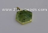 NGP6810 24*25mm hexagon green qutilated quartz pendants wholesale