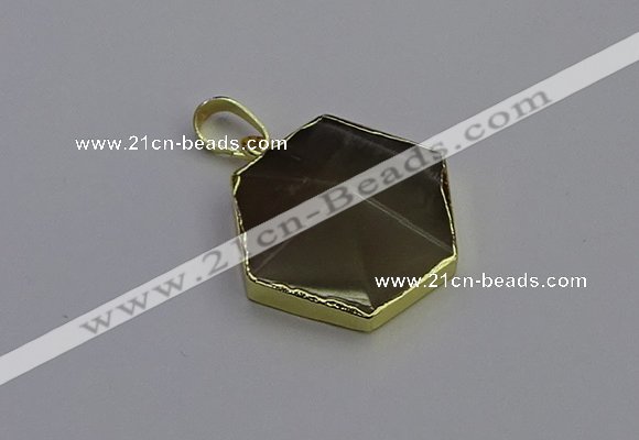 NGP6814 24*25mm hexagon moonstone gemstone pendants wholesale