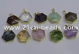 NGP6819 24*25mm hexagon mixed gemstone pendants wholesale