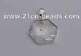 NGP6820 24*25mm hexagon white crystal gemstone pendants wholesale